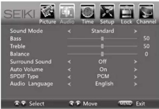 Seiki SE42UM - Paramètres audio - 1