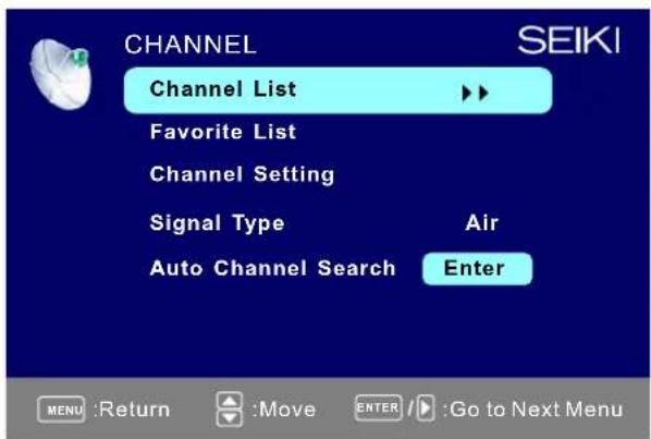 Seiki SE421TT - CHANNEL MENU - 1