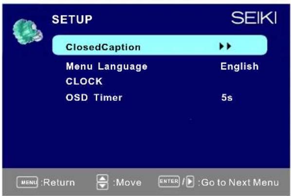 Seiki SE421TT - Menú de configuración - 1
