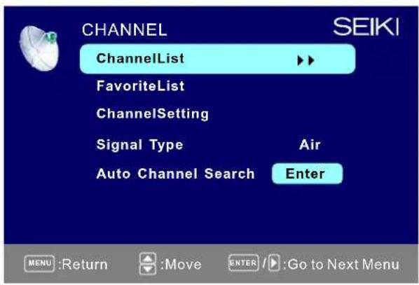 Seiki SE421TT - MENU CHAINE - 1