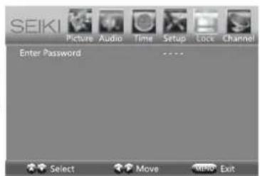 Seiki SE24FL - Navigation à l·écran85f97672290d4c75612ed35f61292c7ab2d8f4b4fd03e3a0da.jpg)


Appuyez sur la touche MENU pour afficher le menu principal. 
Utilisez les touches pour parcourir les menus offerts et faire des sélections.


text_image

SEIKI
Picture Audio Time Setup Lock Channel
Picture Mode < Energy Saving >
Contrast 50
Brightness 50
Color 50
Tint 0
Sharpness 50
Color Temp. < Normal >
Blue Screen < On >
Select Move Exit




text_image

9

![](images/4ab40905503168df3252f94ac7fec1f9371f325c4e097e3c0d05fa4b204ca931.jpg)



SEIKI
Picture Audio Time Setup Lock Channel
Sound Mode < Standard >
Bass 50
Treble 50
Balance 0
Surround Sound < Off >
Auto Volume < On >
SPDIF Tape < PCM >
Audio Language < English >
Select Move Exit
Check your antenna or cable connections
and try again.
Click here to Return to scanning channels program.
Click here to connect a Game, Blu-Ray, DVD or other player.
OK :Next




text_imageen encontrar los canales, este marco se mostrará automáticamente.



SEIKI
Picture Audio Time Setup Lock Channel
Sleep Timer < Off >
Time Zone < Central >
Daylight Saving Time < Off >
Select Move Remove Exit
![](images/1fb4df972c369439e5f1f6047b0b2bc61fe579fe2a972fbf3b1b3aea6ec8ee52.jpg)





text_imageast
50
Brightness
50
Color
50
Tint
0
Sharpness
50
Color Temp.
Normal
Blue Screen
On
Select
Move
Exit


SEIKI
Picture Audio Time Setup Lock Channel
Air/Cable
Cable
Auto Scan
Favorites
Show/Hide
Channel No.
Channel Label
DTV Signal :
Select Move Remove Exit
Blue Screen
On
Select
Move
Exit - 2