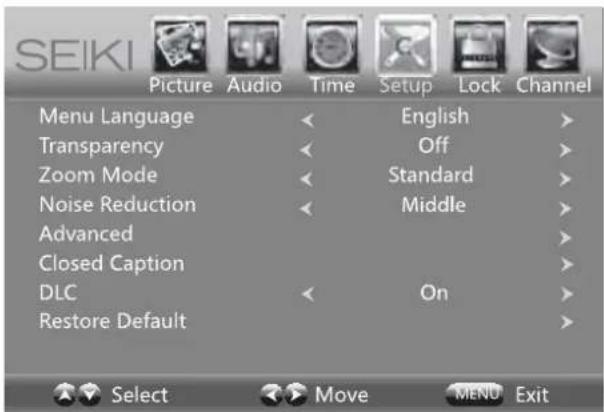 Seiki SE24FL - Paramètres de configurationtón MENÚ en la unidad principal o en el control remoto y luego presione ◀/▶ os botones para seleccionar el menú de IMAGEN.   
Presione ▲/os botones para seleccionar las siguientes opciones de imagen y luego presione ◀/▶ los botones para ajustar cada configuración de la opción. - 1