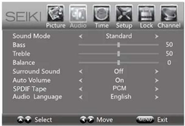 Seiki SE24FL - Configuración de audio - 1