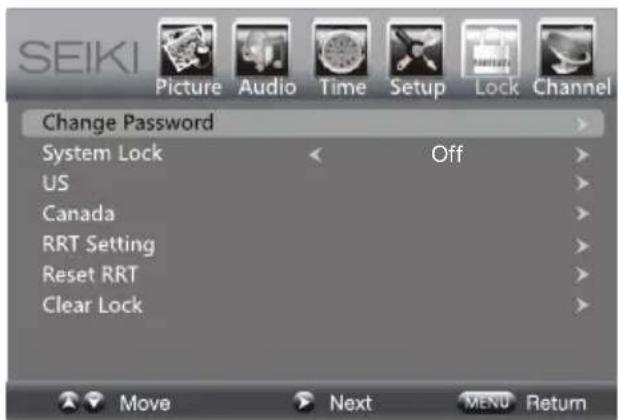 Seiki SE32HG - Lock Settings - 1