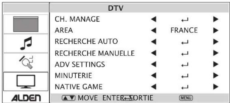 Alden 16inch - Menu DTV (TV numérique, source DTV) - 1