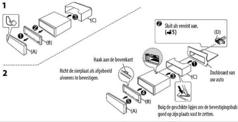 KENWOOD KDC120UG - Installeren van het toestel (in-dashboard montage) - 1