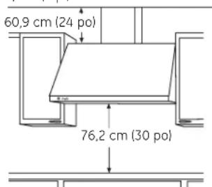 GE Cafe CV966TSS - Pour éviter les produits peu esthétiques, prévoyez installer la hotte à une hauteur permettant l'installation du couvre-conduit décoratif : - 3