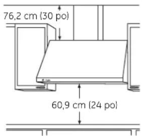 GE Cafe CV936MSS - Pour éviter les produits peu esthétiques, prévoyez installer la hotte à une hauteur permettant l'installation du couvre-conduit décoratif : - 2