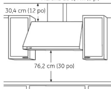 GE Cafe CV936MSS - Pour éviter les produits peu esthétiques, prévoyez installer la hotte à une hauteur permettant l'installation du couvre-conduit décoratif : - 1