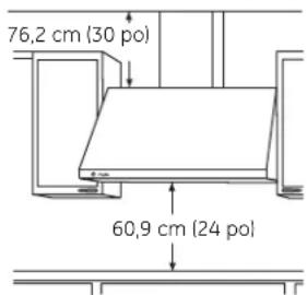 GE JV936DSS - Pour éviter les produits peu esthétiques, prévoyez installer la hotte à une hauteur permettant l'installation du couvre-conduit décoratif : - 2