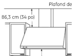 GE JV936DSS - Pour éviter les produits peu esthétiques, prévoyez installer la hotte à une hauteur permettant l'installation du couvre-conduit décoratif : - 4