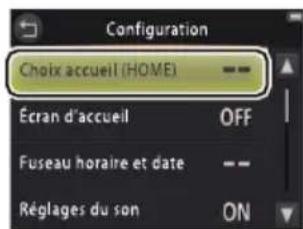 NIKON Coolpix S02 - Toucher:  Configuration  Choix accueil (HOME) - 1