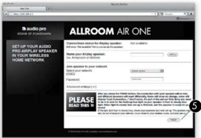 AUDIO PRO Allroom Air One - SETUP DER FUNKVERBINDUNG UNTER VERWENDUNG EINES INTERNETBROWSERS - 4