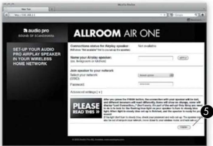 AUDIO PRO Allroom Air One - IMPOSTAZIONE WIRELESS TRAMITE BROWSER INTERNET - 4
