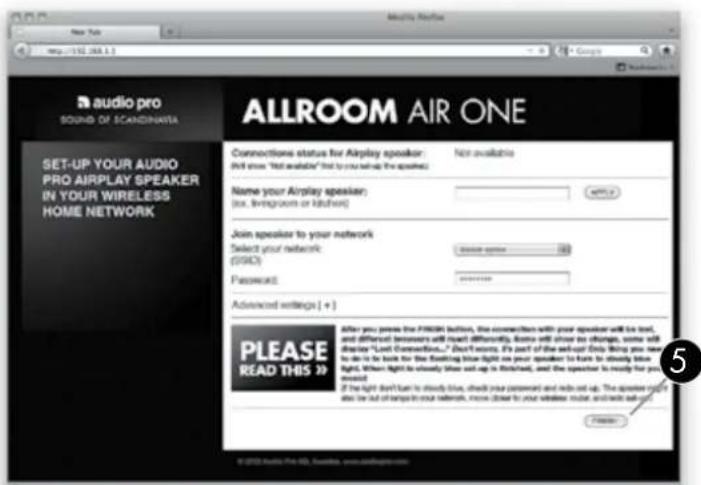 AUDIO PRO Allroom Air One - CONFIGURACIÓN INALÁMBRICA UTILIZANDO UN NAVEGADOR DE INTERNET - 4