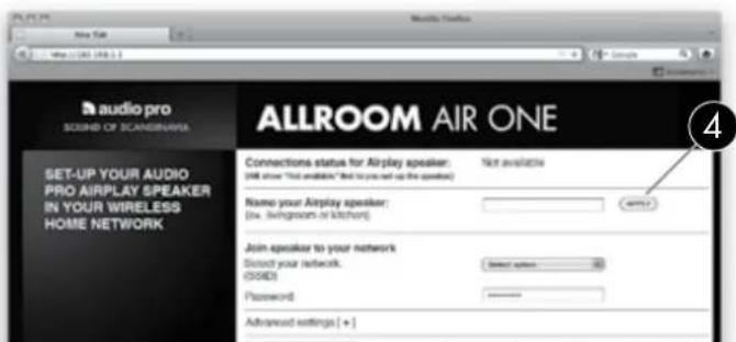 AUDIO PRO Allroom Air One - IMPOSTAZIONE WIRELESS TRAMITE BROWSER INTERNET - 3