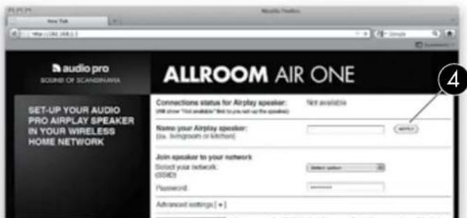 AUDIO PRO Allroom Air One - SETUP DER FUNKVERBINDUNG UNTER VERWENDUNG EINES INTERNETBROWSERS - 3