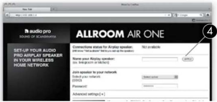 AUDIO PRO Allroom Air One - WIRELESS SETUP USING INTERNET BROWSER - 4