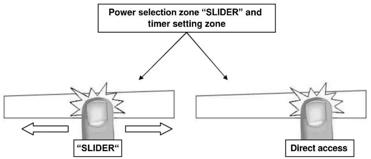 CONTINENTAL EDISON CECP1000RP - Power selection zone "SLIDER" and timer setting zone - 1
