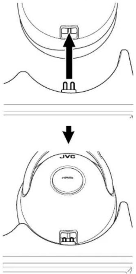 JVC HAW600RFG - Placera hörlurarna i basstationen med batteriladdningskontakten ordentligt ansluten. - 1