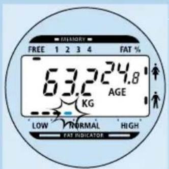 PHILIPS HF390 - Punnitus rasvaprosentin mittauksen kanssa käyttaen muistissa olevia omia tietoja - 4