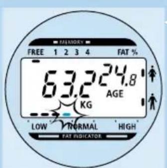 PHILIPS HF390 - Wiegen mit Angabe des prozentualen Fettanteils unter Verwendung der gespeicherten Werte - 4