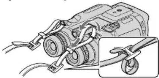 SONY DEV5K - Attaching the neck strap - 1