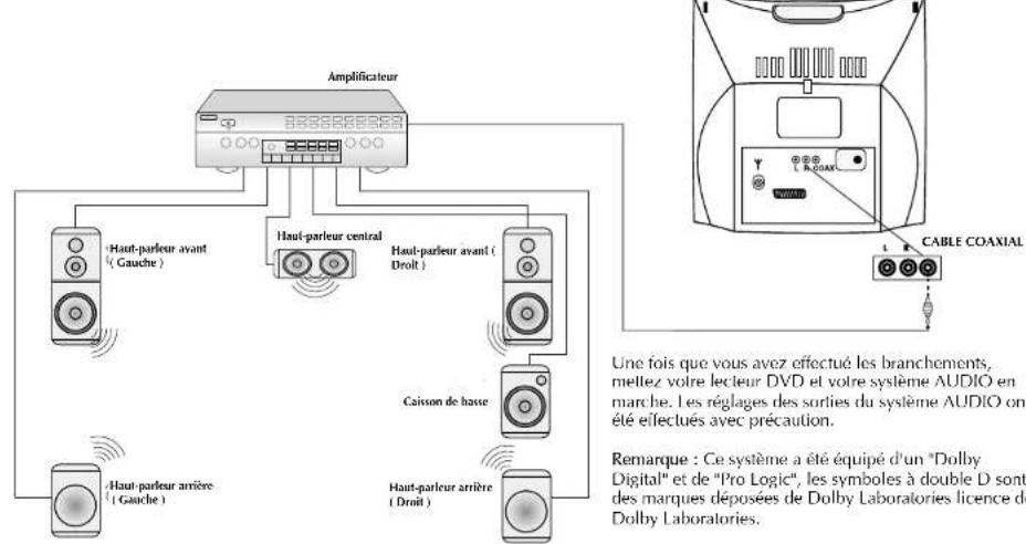 Finlux CT 1413 T DVD - Branchement de l'amplificateur numérique avec le décodeur ac-3 - 1