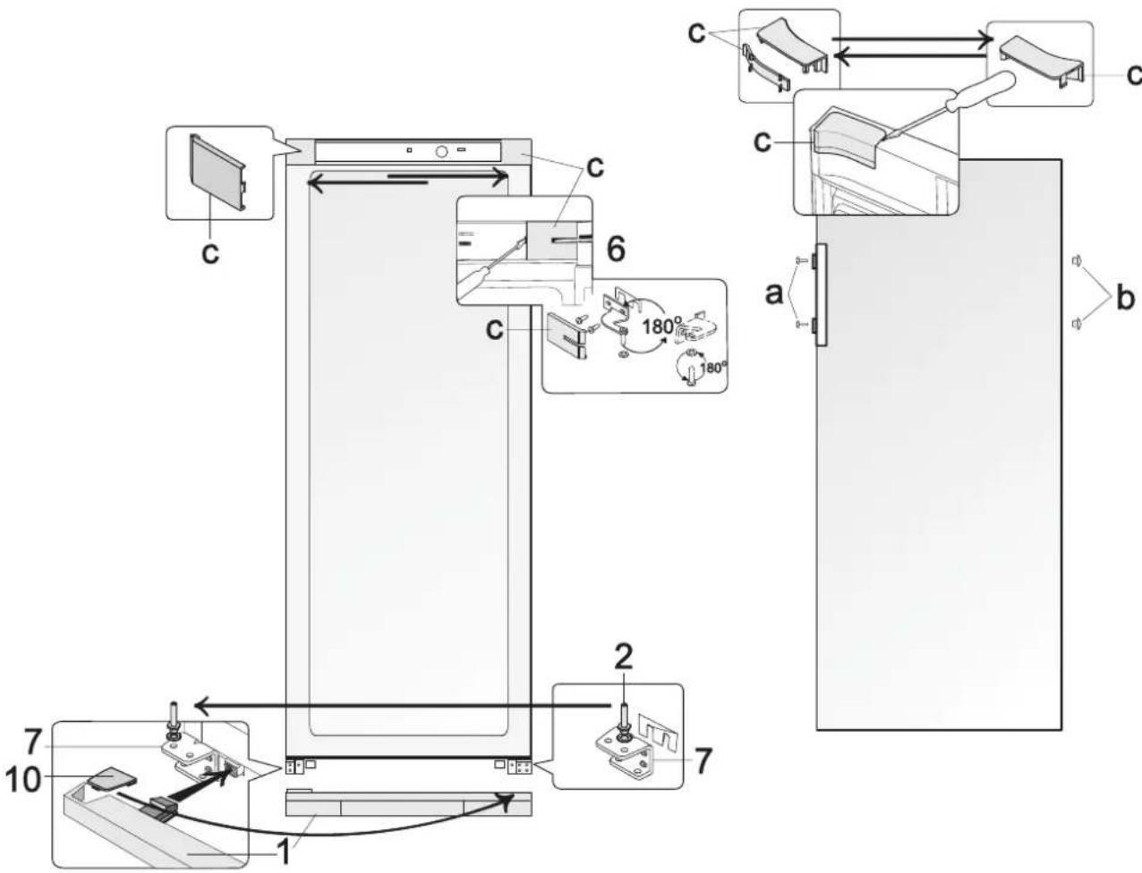 BRANDT BFU5456GB - CAMBIO DE LA DIRECCION DE APERTURA DE LAS PUERTAS - 1