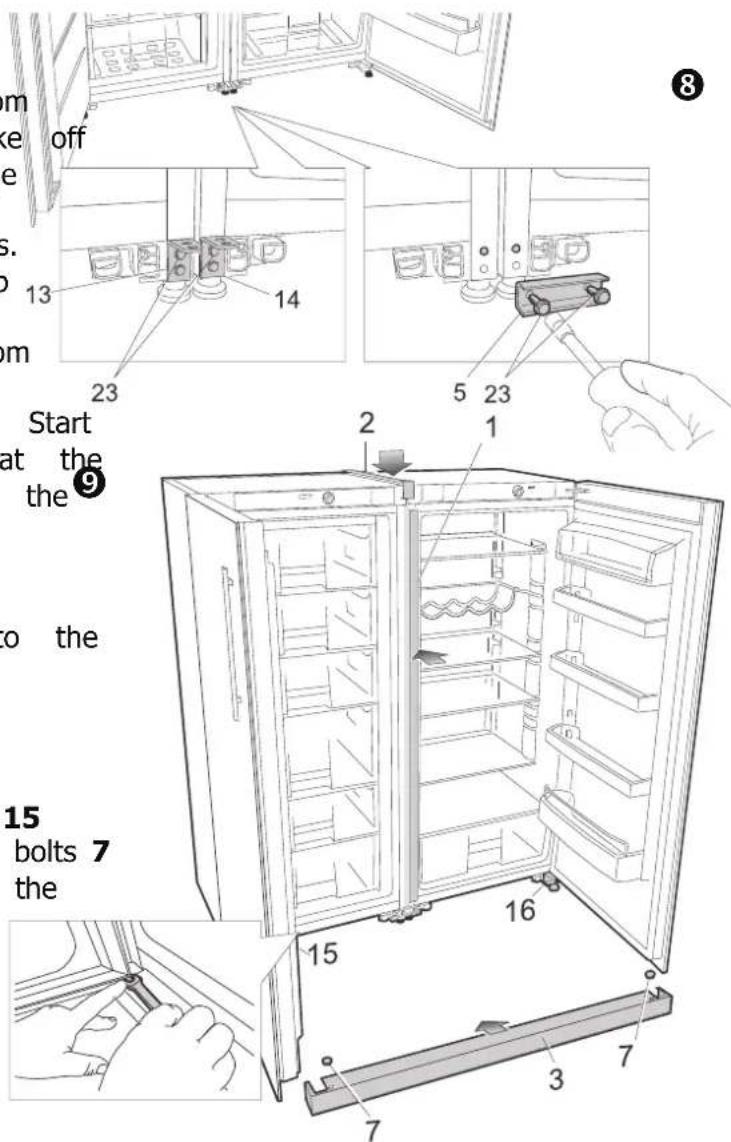 BRANDT BFU5456SW - Door position adjustment when planes A or C of the appliances are not level - 1