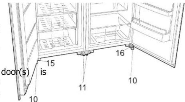 BRANDT BFU5456SW - Door position adjustment when planes A or C of the appliances are not level - 2