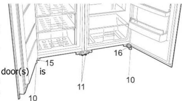 BRANDT BFU5636SX - Door position adjustment when planes A or C of the appliances are not level - 2