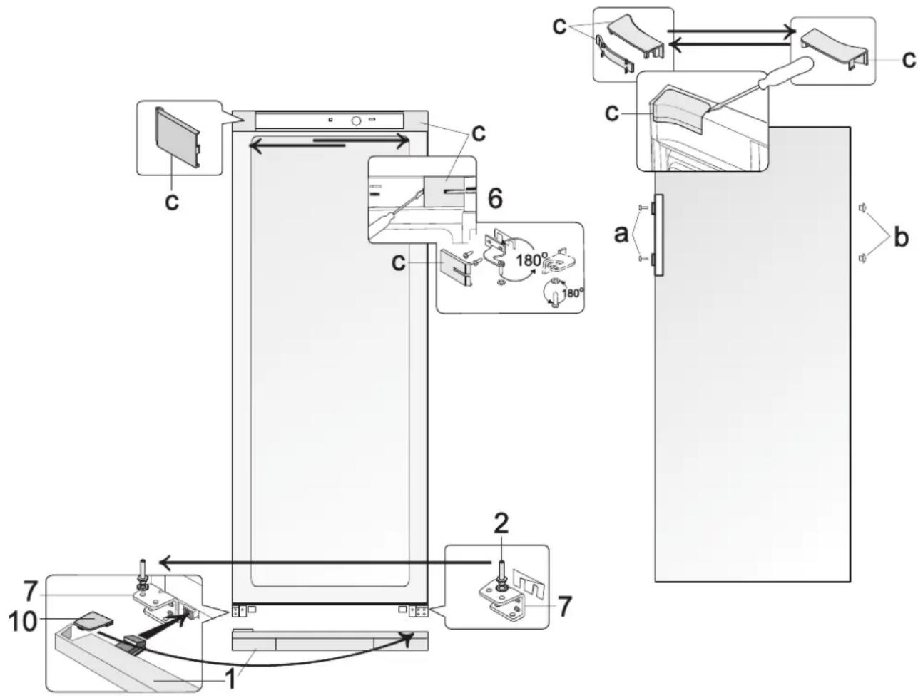 BRANDT BFU5636SX - CAMBIO DE LA DIRECCION DE APERTURA DE LAS PUERTAS - 1