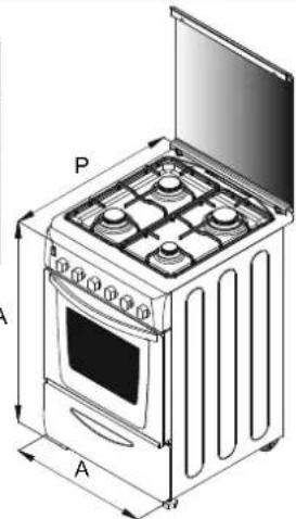 CANDY CCG5100SW1 - DIMENSIONES DEL ELECTRODOMÉSTICO - 1