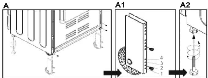 CANDY CCG5100SW1 - Piedini e ruote regolabili - 1