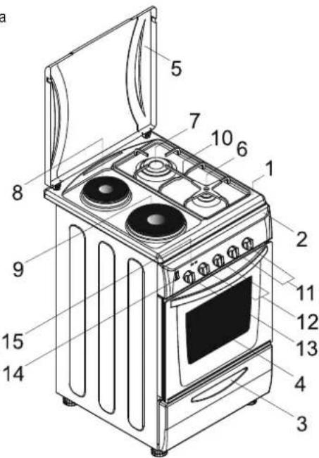 CANDY CCG5100SW1 - ASPETTO GENERALE E DEFINIZIONI DELL'ELETTRODOMESTICO - 3