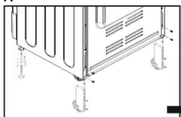 CANDY CCG5100SW1 - regelbare voetjes en wieltjes - 1