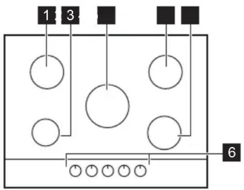 AEG-ELECTROLUX HG995440XB - Cooking surface layout - 1