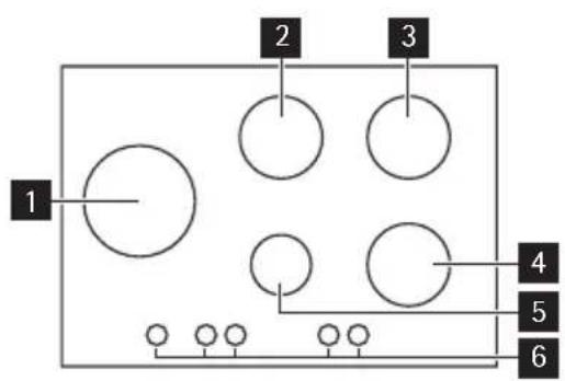AEG-ELECTROLUX HG755520UM - Cooking surface layout - 1