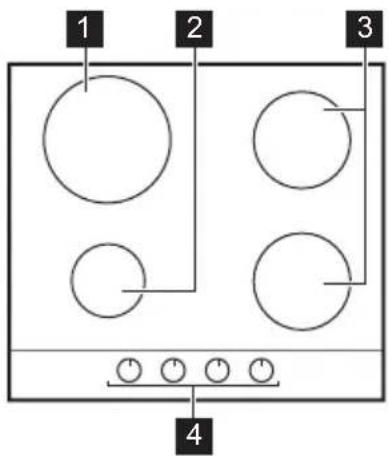 AEG-ELECTROLUX HG654320UM - Cooking surface layout - 1