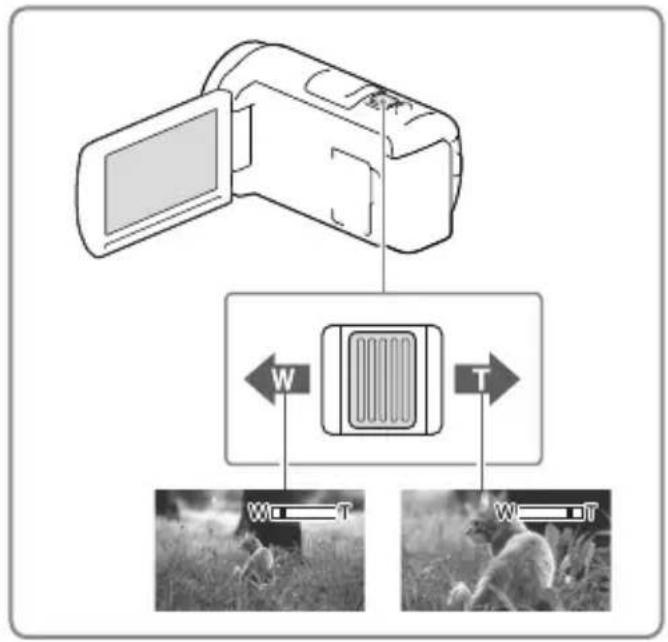 SONY HDRPJ430E - Déplacez la manette de zoom motorisé pour augmenter ou réduire la taille de l'image. - 1