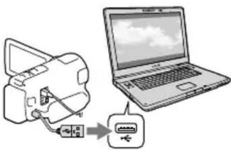 SONY HDRCX270E - Collegare la videocamera al computer utilizzato il cavo USB incorporato, quando selezionare [Collegamento USB] sullo schermo LCD della videocamera. - 1