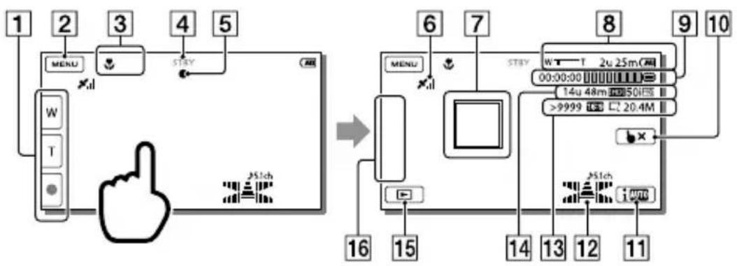 SONY HDRCX270E - Aanduidingen op het scherm tijdens het maken van opnamen - 1