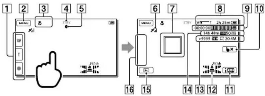 SONY HDRCX270E - Bildschirmanzeigen während der Aufnahme - 1
