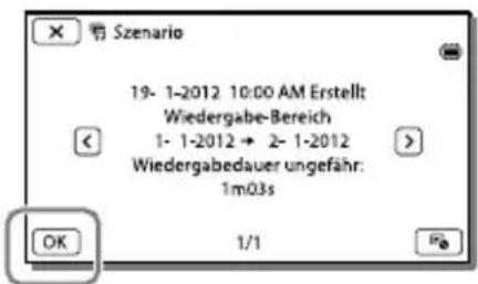 SONY HDRCX270E - Wiedergabe eines gespeicherten Szenarios - 1