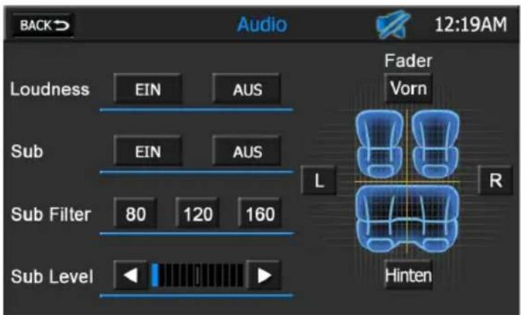 AUDIOVOX VMO 5020 V - Fader und Balance einstellen: - 1