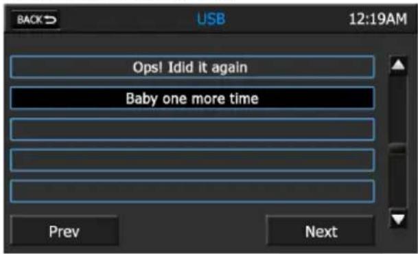 AUDIOVOX VMO 5020 V - PLAYLIST SCREEN - 1