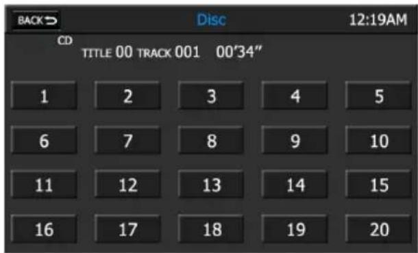 AUDIOVOX VMO 5020 V - TRACKLIST DIRECT ENTRY SCREEN - 1