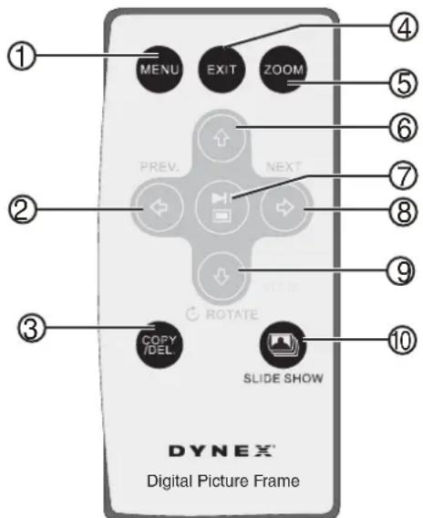Dynex DXDPF9 - Remote control - 1