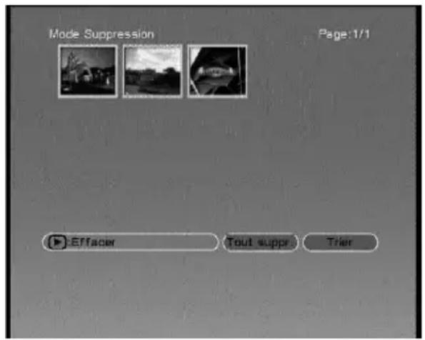 Mode Suppression Page:1/1 Effacer Tout suppr. Trier